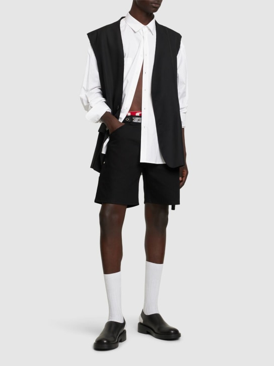 Courreges: Sailor cotton denim shorts - Black - men_1 | Luisa Via Roma