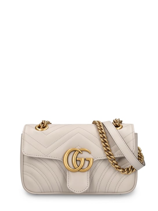 Gucci: Mini GG Marmont matelassé leather bag - Beyaz - women_0 | Luisa Via Roma