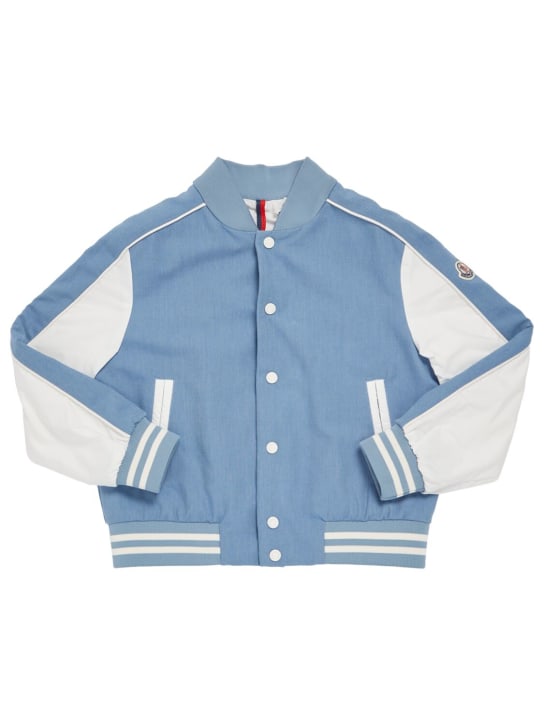 Moncler: Jacke aus leichtem Bio-Baumwolldenim - Blau - kids-boys_0 | Luisa Via Roma