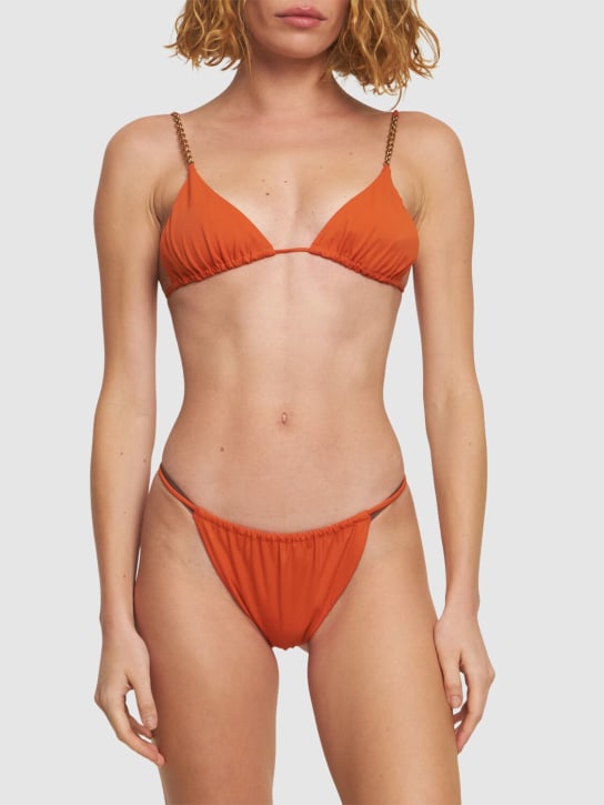 Saint Laurent: Nylon triangle bikini top - Turuncu - women_1 | Luisa Via Roma