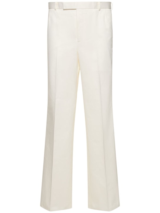 Thom Browne: Pantalones de algodón con trabillas - Blanco - men_0 | Luisa Via Roma