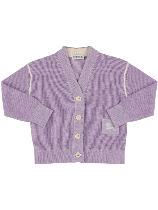 Burberry: Linen & cotton cardigan - Light Purple - kids-girls_0 | Luisa Via Roma