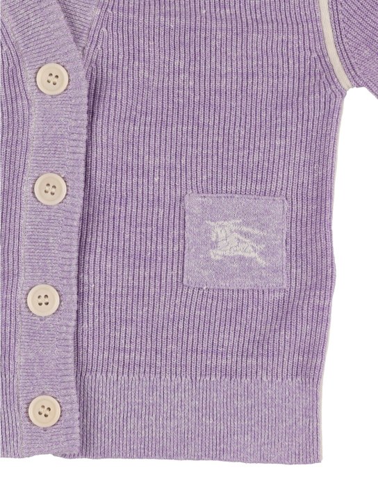 Burberry: Linen & cotton cardigan - Light Purple - kids-girls_1 | Luisa Via Roma