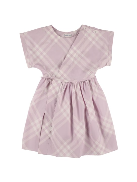 Burberry: Cotton dress w/ logo - White/Purple - kids-girls_0 | Luisa Via Roma