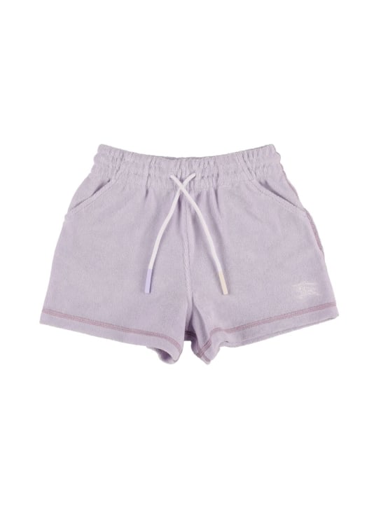 Burberry: Shorts aus Baumwollmischgewebe mit Logo - Light Lila - kids-girls_0 | Luisa Via Roma
