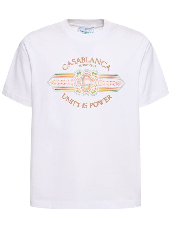 Casablanca: T-shirt en coton biologique Unity Is Power - Blanc - men_0 | Luisa Via Roma