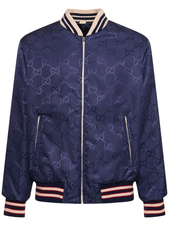 Gucci: Medium GG nylon jacket - Blue - men_0 | Luisa Via Roma