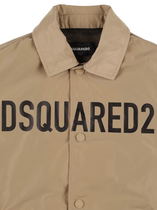 Dsquared2: Logo印花尼龙夹克 - 米黄色 - kids-boys_1 | Luisa Via Roma