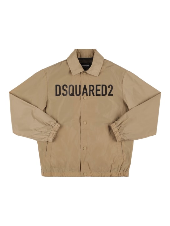 Dsquared2: Printed logo nylon jacket - Bej - kids-boys_0 | Luisa Via Roma