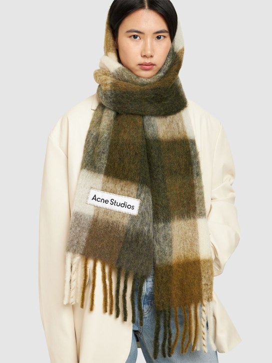 Acne Studios: Vally soft alpaca blend scarf - Green - women_1 | Luisa Via Roma