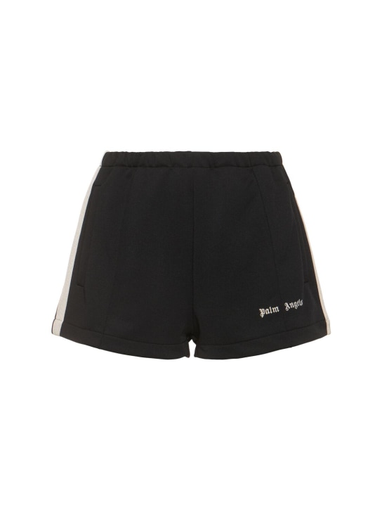Palm Angels: Classic logo nylon track shorts - Siyah - women_0 | Luisa Via Roma