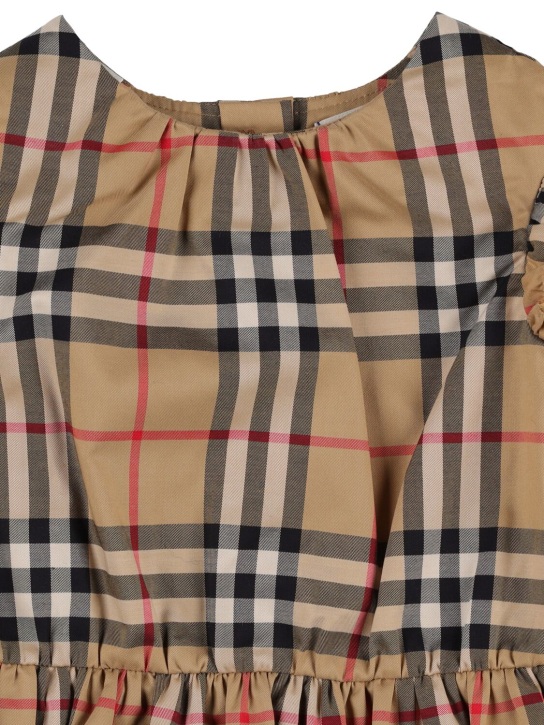 Burberry: Check print cotton dress & diaper cover - Beige - kids-girls_1 | Luisa Via Roma