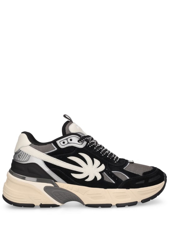 Palm Angels: The Palm Runner leather sneakers - Black - men_0 | Luisa Via Roma
