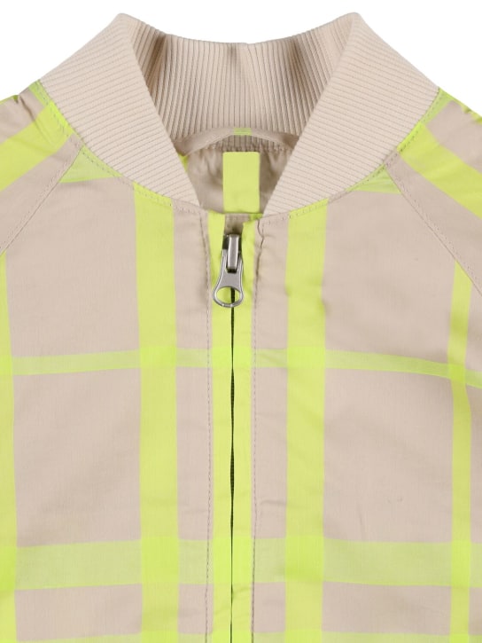 Burberry: Check print full-zip nylon jacket - Beige/Yellow - kids-boys_1 | Luisa Via Roma