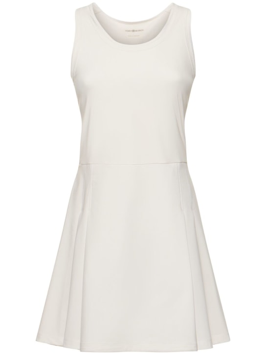 Tory Sport: Performance tech tennis mini dress - Beyaz - women_0 | Luisa Via Roma