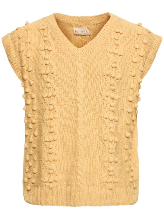 Harago: Cotton cable knit vest - Beige - men_0 | Luisa Via Roma