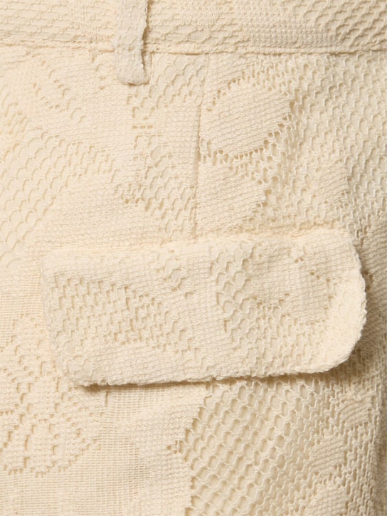 Harago: Pantaloni in pizzo di cotone - Off White - men_3 | Luisa Via Roma
