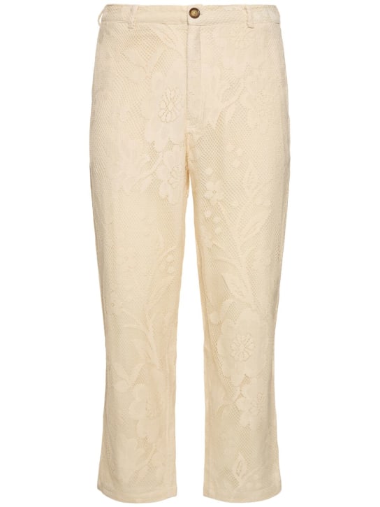 Harago: Cotton lace formal pants - Off White - men_0 | Luisa Via Roma
