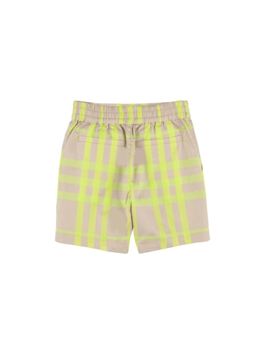 Burberry: Check print cotton shorts - White/Yellow - kids-boys_1 | Luisa Via Roma