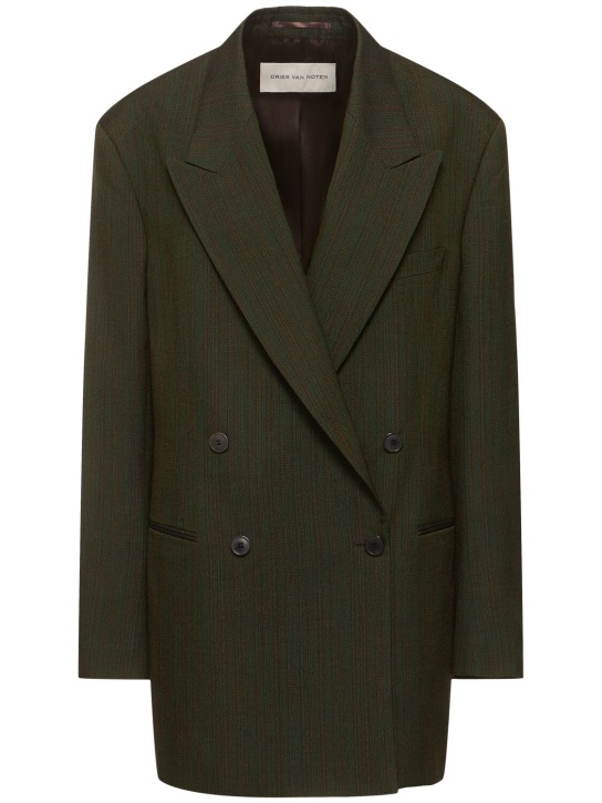 Dries Van Noten: Heavy cotton blend jacket - Green - women_0 | Luisa Via Roma