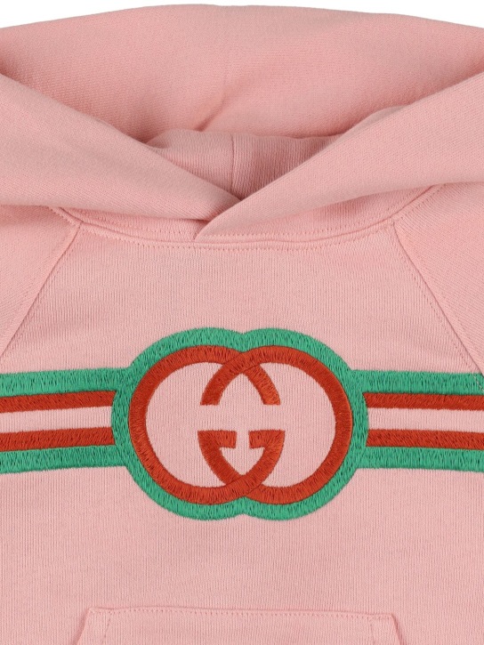 Gucci: Sweat-shirt en jersey de coton feutré à capuche - Rose - kids-girls_1 | Luisa Via Roma