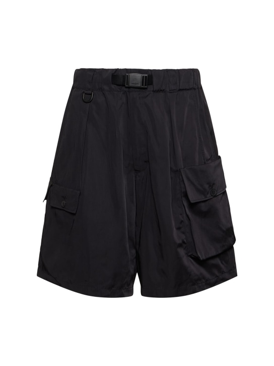 Y-3: Shorts in twill di nylon - Nero - men_0 | Luisa Via Roma