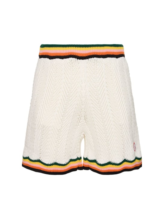 Casablanca: Chevron cotton crochet shorts - men_0 | Luisa Via Roma