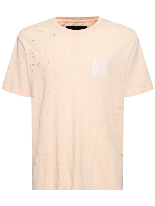 Amiri: MA Logo distressed cotton jersey t-shirt - Bej - men_0 | Luisa Via Roma