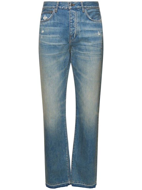 Amiri: Straight cotton denim jeans - Indigo - men_0 | Luisa Via Roma