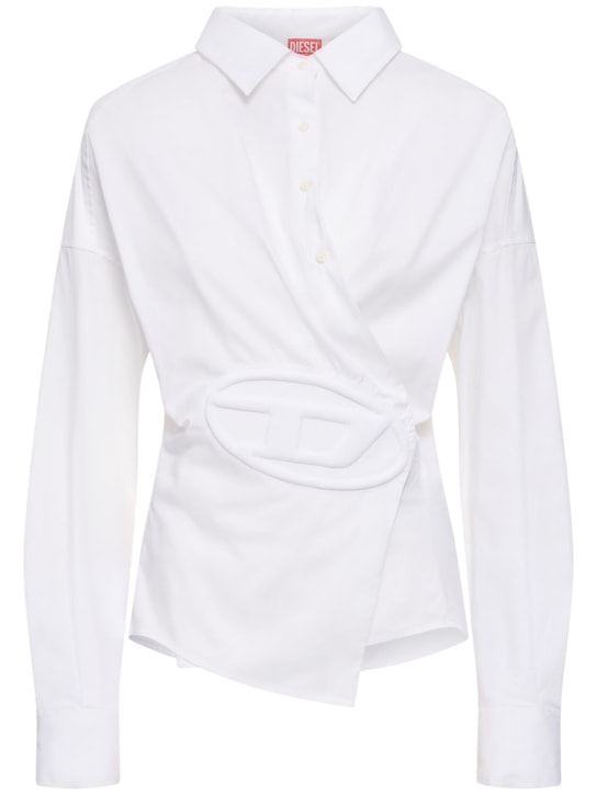 Diesel: C Siz logo wrap shirt - Beyaz - women_0 | Luisa Via Roma
