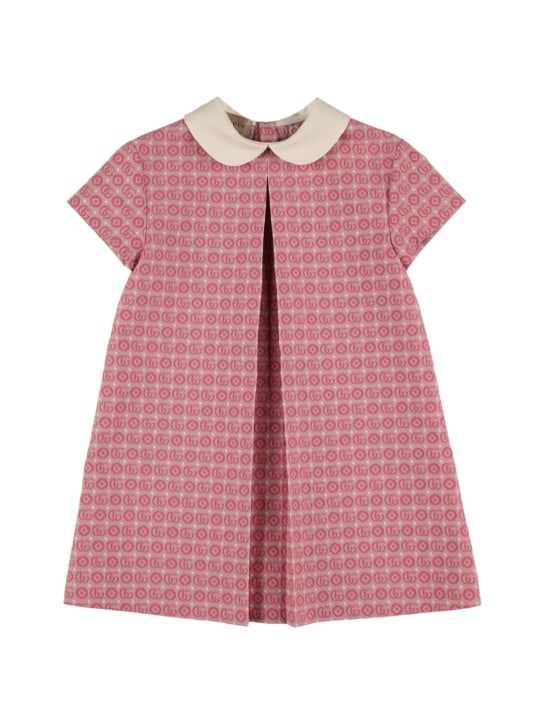 Gucci: Double G cotton blend dress - Pink - kids-girls_0 | Luisa Via Roma