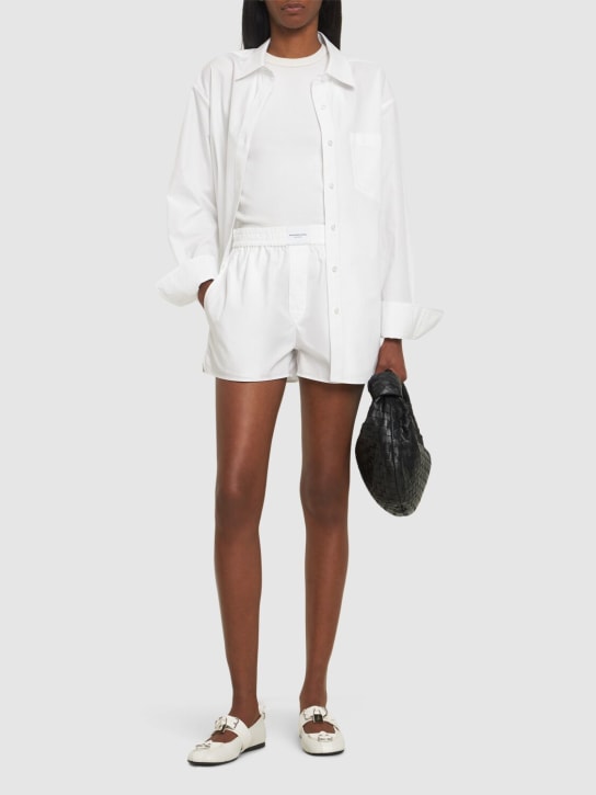 Alexander Wang: Shorts bóxer de algodón - Blanco - women_1 | Luisa Via Roma