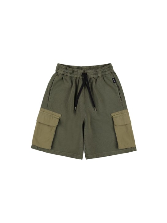 ASPESI: Cotton cargo shorts - Military Green - kids-boys_0 | Luisa Via Roma
