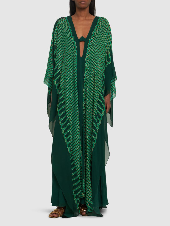 Johanna Ortiz: Tejiendo El Tropico viscose long dress - Green - women_1 | Luisa Via Roma