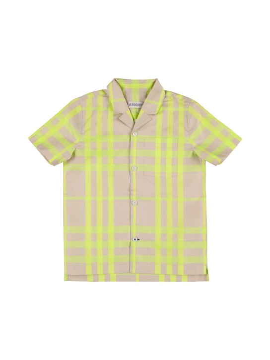Burberry: Hemd aus Baumwollpopeline mit Logo - Weiß/Gelb - kids-boys_0 | Luisa Via Roma