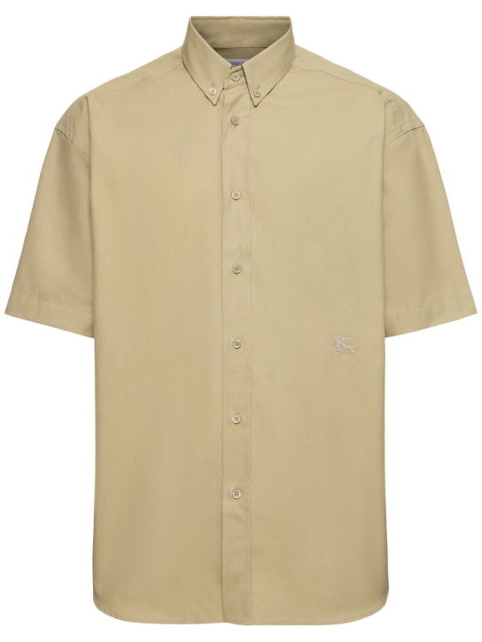 Burberry: Logo cotton short sleeve shirt - Hunter - men_0 | Luisa Via Roma