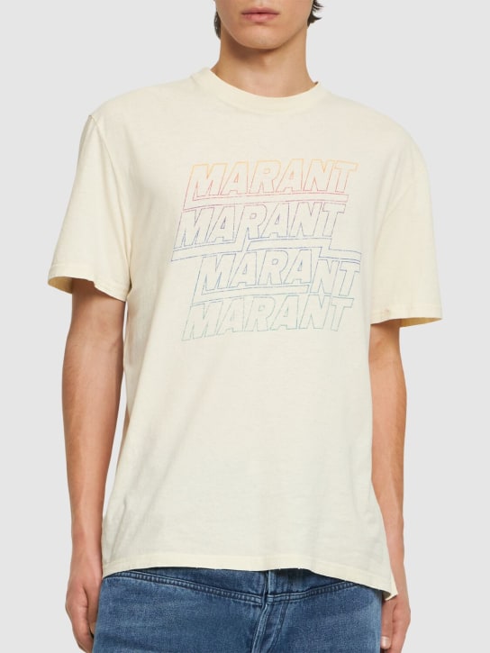 Marant: Hugo logo print cotton jersey t-shirt - men_2 | Luisa Via Roma