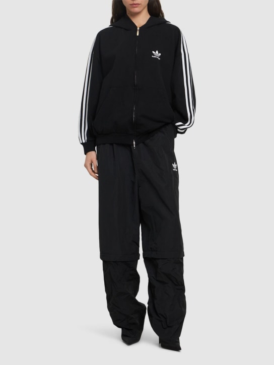 Balenciaga: Adidas small fit zip-up cotton hoodie - Black/White - women_1 | Luisa Via Roma