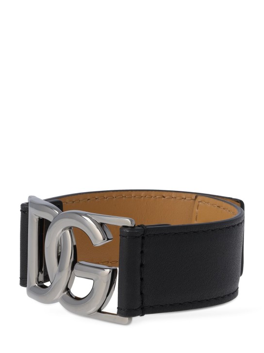 Dolce&Gabbana: DG logo leather belt bracelet - men_1 | Luisa Via Roma