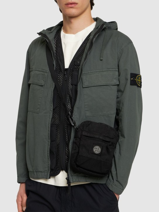 Stone Island: Logo patch shoulder bag - men_1 | Luisa Via Roma