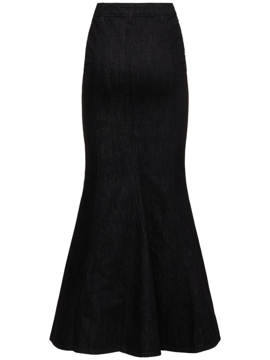 Self-portrait: Flared cotton denim maxi skirt - women_4 | Luisa Via Roma