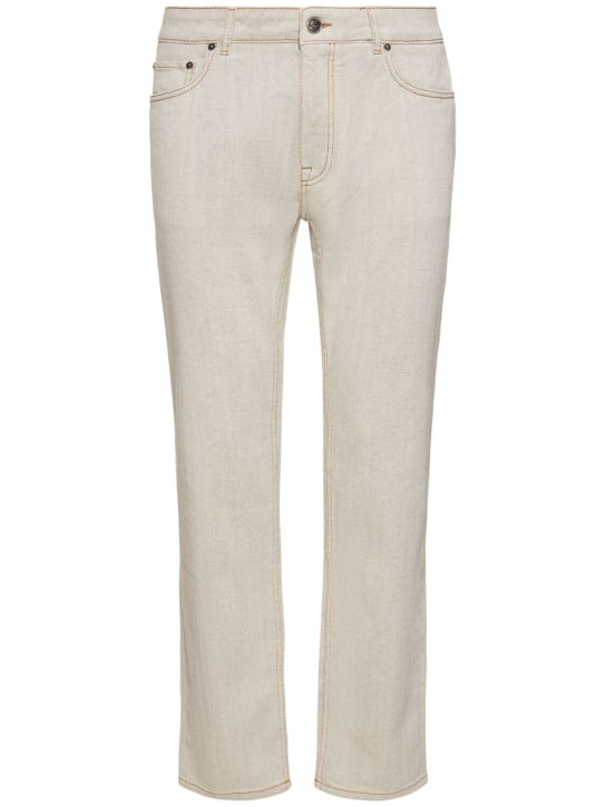 Etro: Cotton denim straight jeans - Light Grey - men_0 | Luisa Via Roma