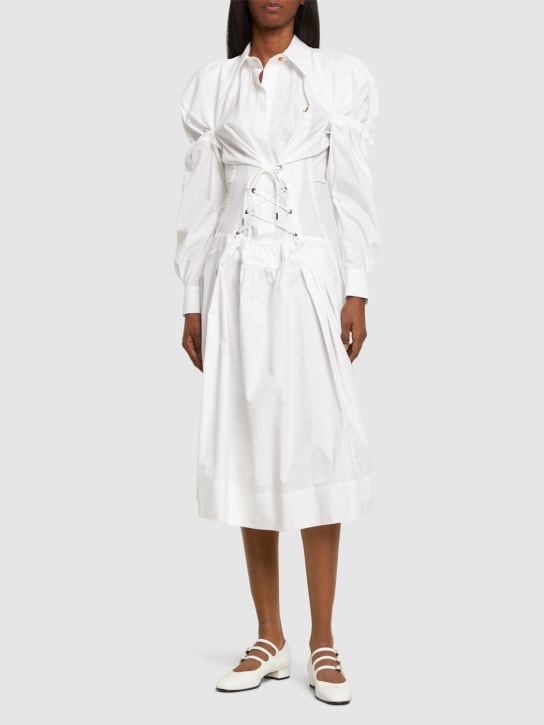 Vivienne Westwood: Kate棉质系带迷笛衬衫裙 - 白色 - women_1 | Luisa Via Roma