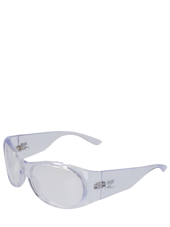 Courreges: Hybrid 01 round acetate sunglasses - Şeffaf - women_1 | Luisa Via Roma