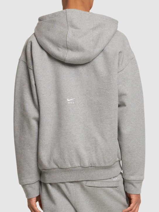 Nike: MMW cotton blend fleece hoodie - Heather Grey - men_2 | Luisa Via Roma