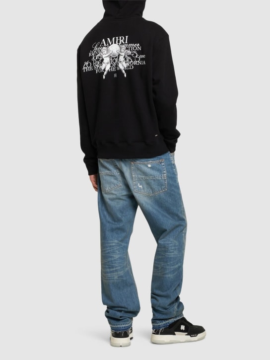 Amiri: Cherub print cotton terry hoodie - Siyah - men_1 | Luisa Via Roma