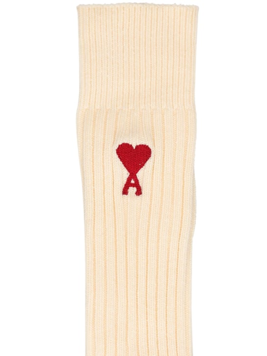 AMI Paris: 3 paires de chaussettes en coton mélangé ADC - Blanc Cassé - women_1 | Luisa Via Roma