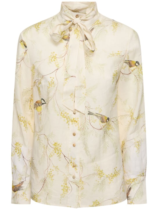 Zimmermann: Printed self-tie blouse - Ivory/Multi - women_0 | Luisa Via Roma