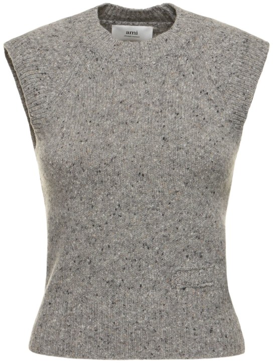 AMI Paris: Ami sleeveless wool blend vest - Grey - women_0 | Luisa Via Roma