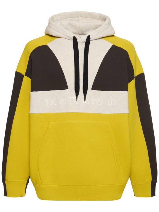 Marant: Wasil color block cotton blend hoodie - Yellow - men_0 | Luisa Via Roma